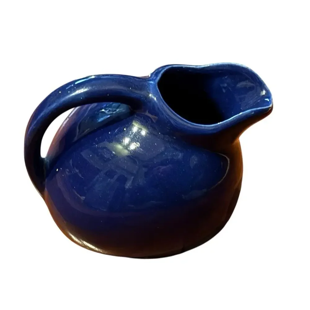 Cobalt Blue Studio Pottery Creamer‎ Mini Pitcher Stoneware Hand Thrown Farmhouse